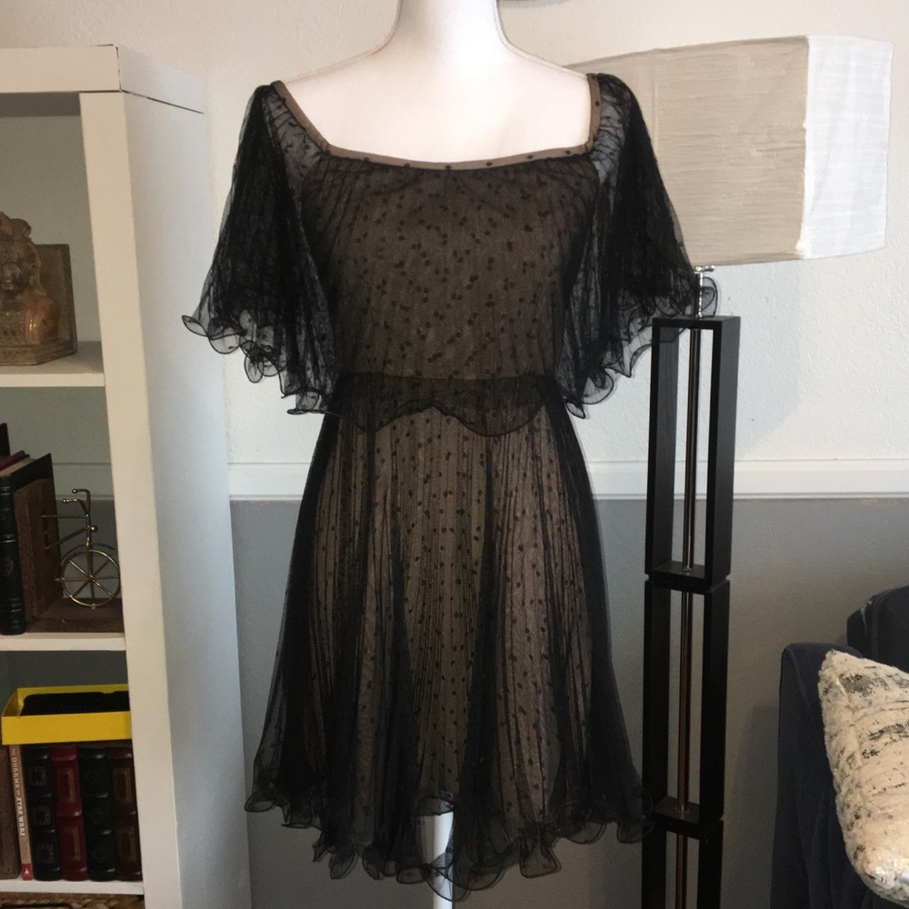 BCBG Max Azria Black Pleated Cocktail Dress - Picture 4 of 8